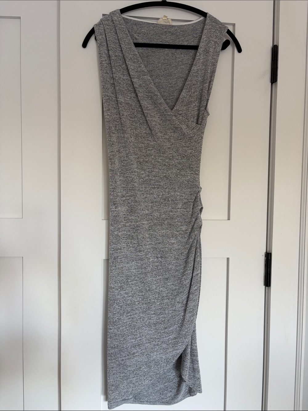 Wilfred Free Sleeveless Grey Knit Wrap Midi Dress